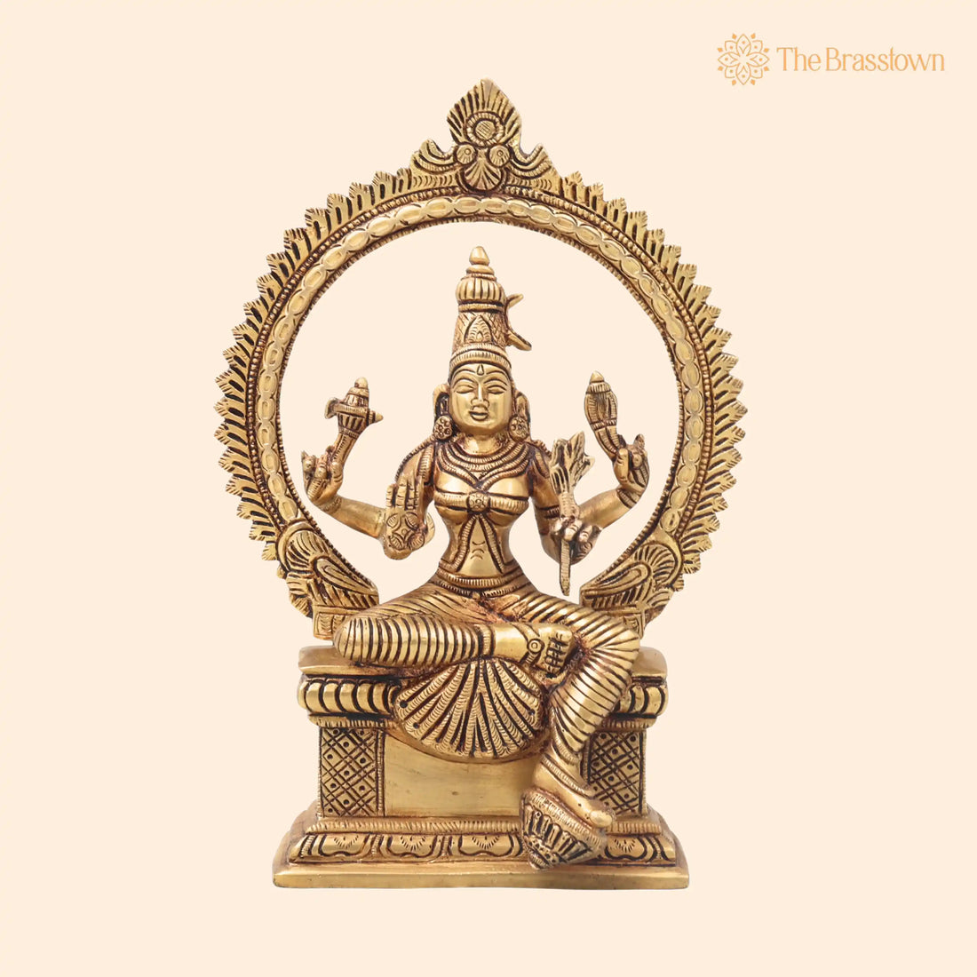 Brass Rajarajeshwari Idol – Handcrafted Sri Lalita Tripurasundari Devi Statue, Shodashi Kamakshi Bhuvaneshwari Brass Sculpture, Statue 10 Inch 1