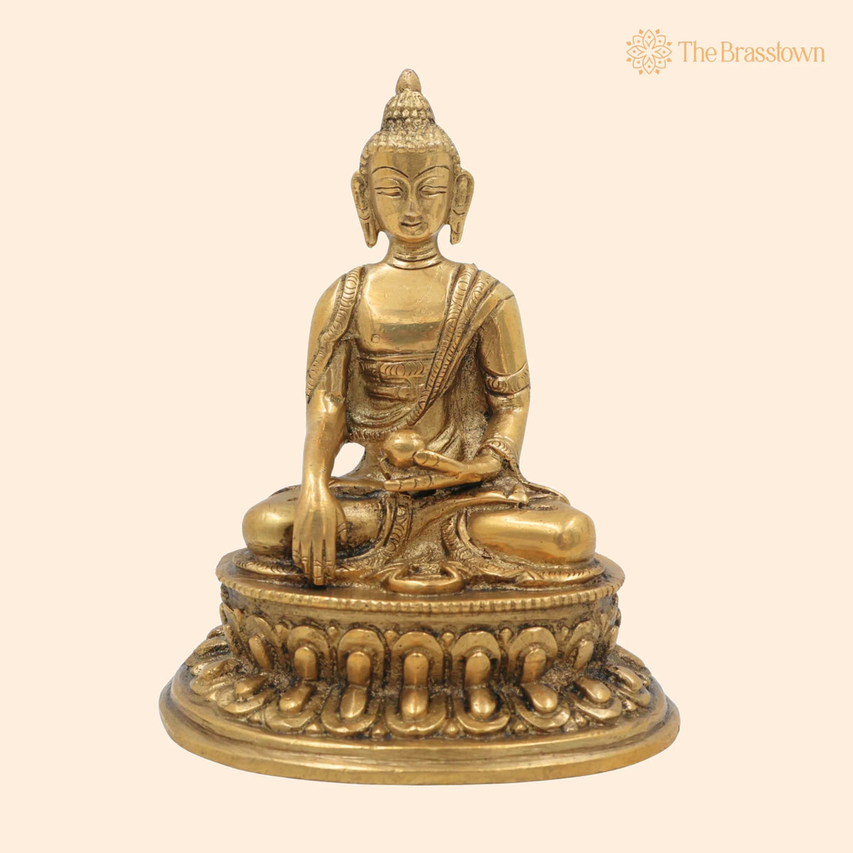 Brass Buddha Idol – Handcrafted Meditating Buddha Statue, Shakyamuni &amp; Siddhartha Gautama Murti for Home, Temple &amp; Office Décor 5 Inch 1