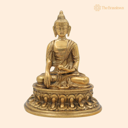 Brass Buddha Idol – Handcrafted Meditating Buddha Statue, Shakyamuni &amp; Siddhartha Gautama Murti for Home, Temple &amp; Office Décor 5 Inch 1