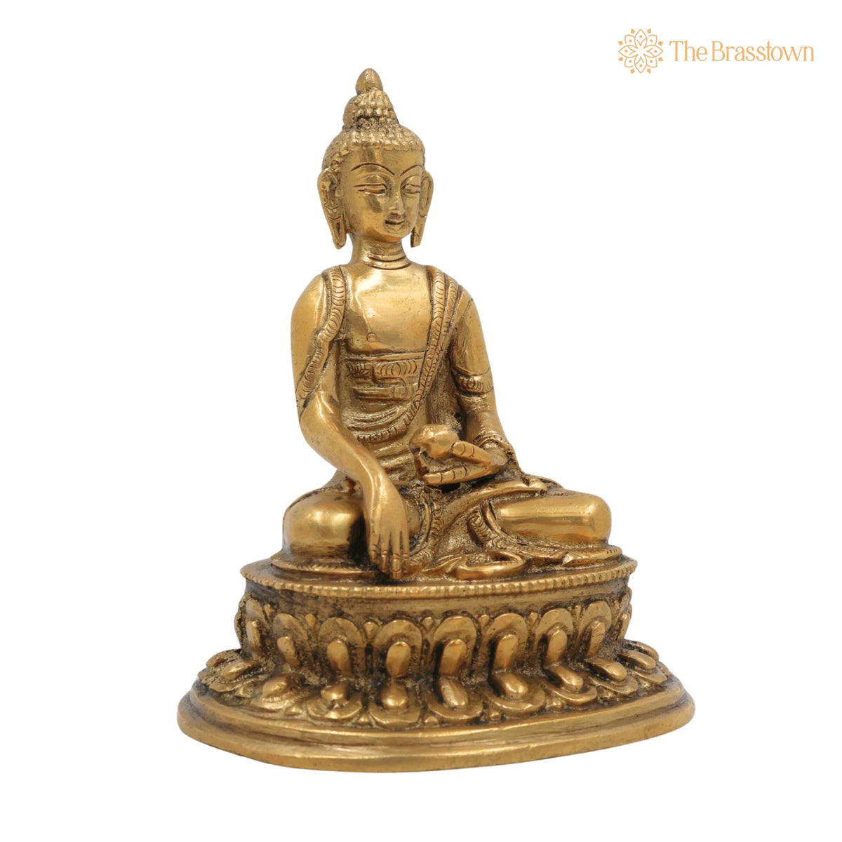 Brass Buddha Idol – Handcrafted Meditating Buddha Statue, Shakyamuni &amp; Siddhartha Gautama Murti for Home, Temple &amp; Office Décor 5 Inch 2