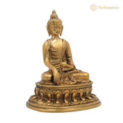 Brass Buddha Idol – Handcrafted Meditating Buddha Statue, Shakyamuni &amp; Siddhartha Gautama Murti for Home, Temple &amp; Office Décor 5 Inch 2