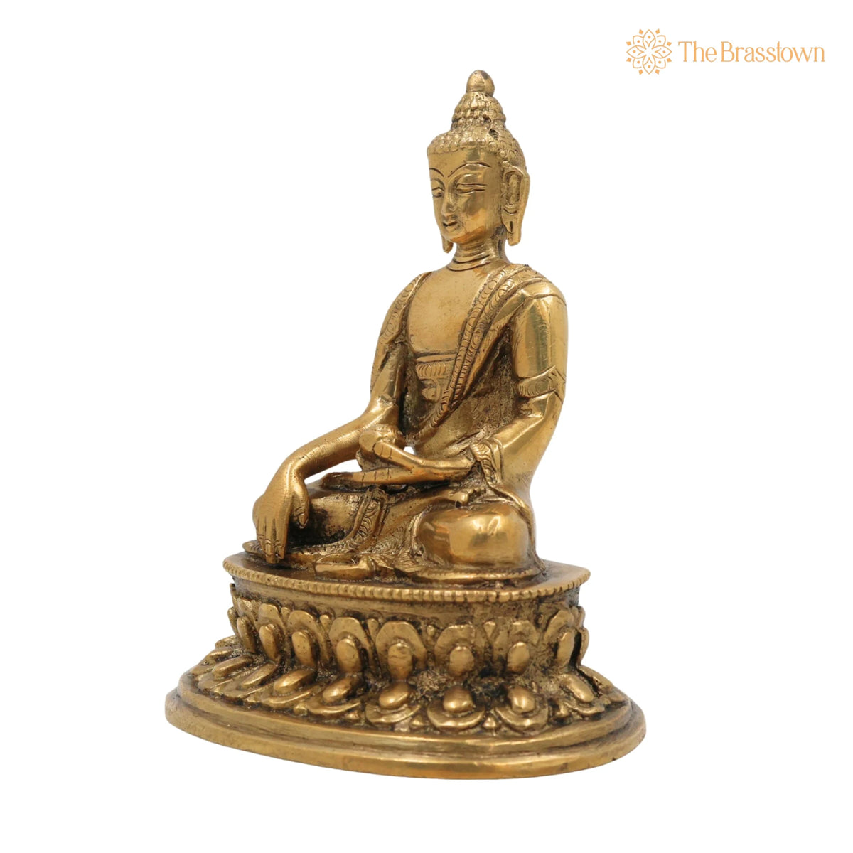 Brass Buddha Idol – Handcrafted Meditating Buddha Statue, Shakyamuni &amp; Siddhartha Gautama Murti for Home, Temple &amp; Office Décor 5 Inch 3
