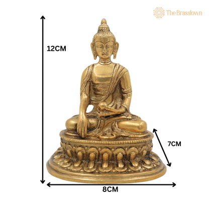 Brass Buddha Idol – Handcrafted Meditating Buddha Statue, Shakyamuni &amp; Siddhartha Gautama Murti for Home, Temple &amp; Office Décor 5 Inch 5