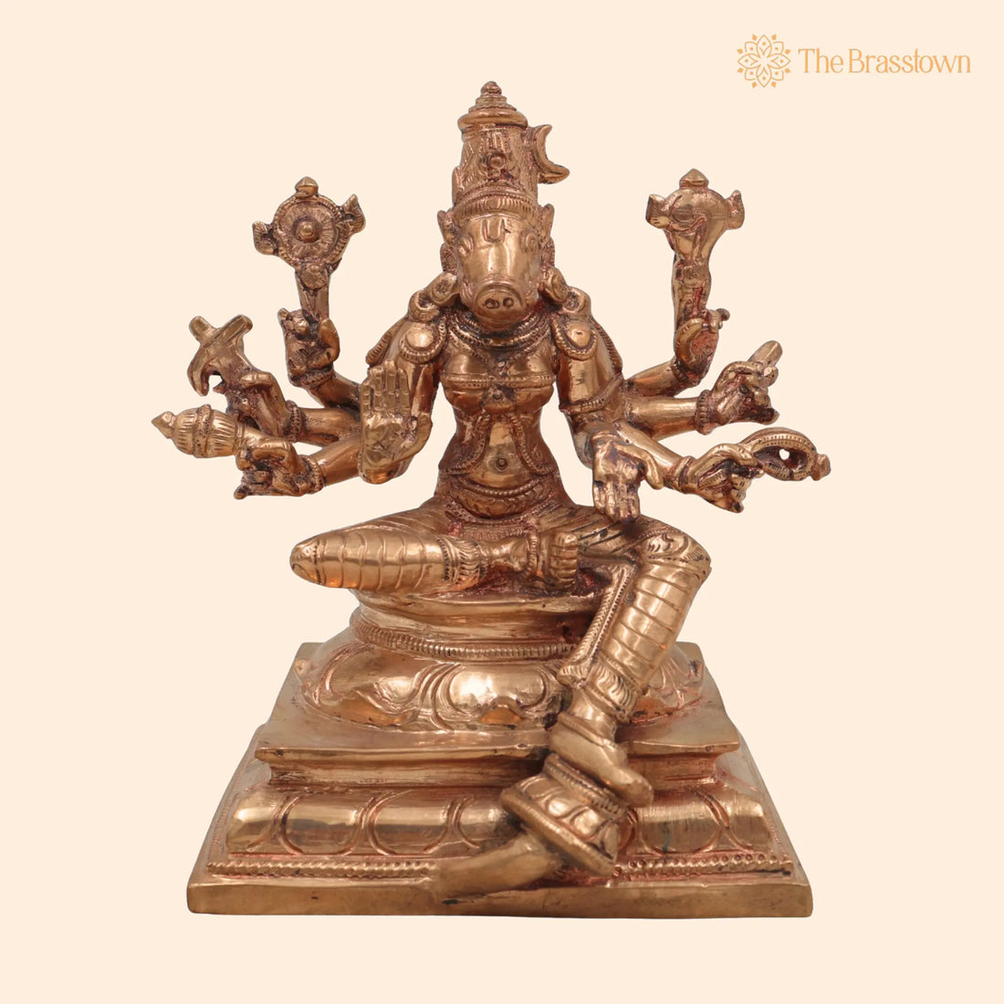 Handmade Bronze Varahi Idol – Authentic Panchaloha Varahi Murti, Traditional South Indian Goddess Sculpture for Puja, Home Mandir &amp; Décor 6 Inch 1