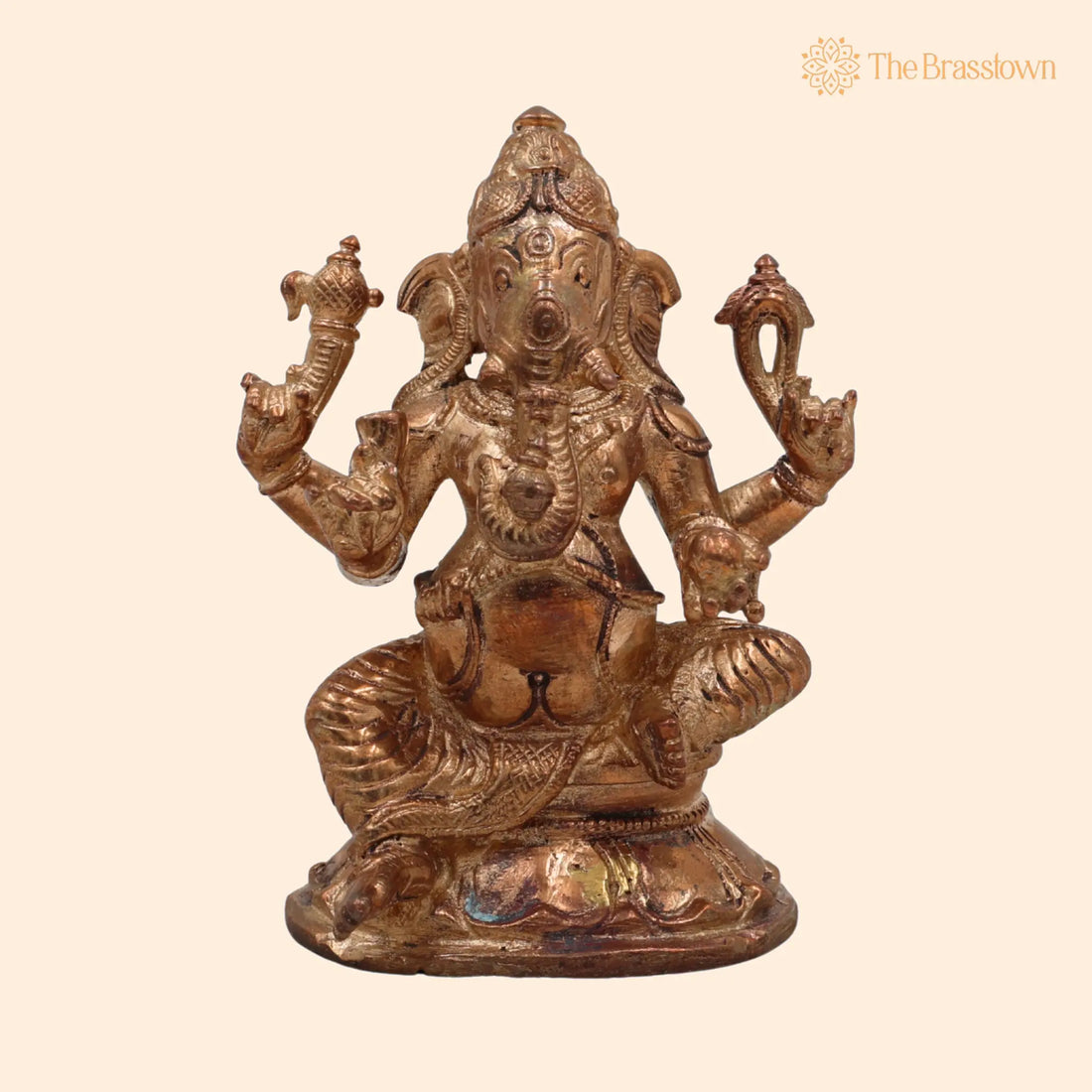 Handcrafted Bronze Ganesha Idol – Panchaloha Vinayaka Ganpati Murti, Ekadanta Vighnaharta Ganesh Statue for Home, Temple &amp; Gifts 3.5 Inch 1