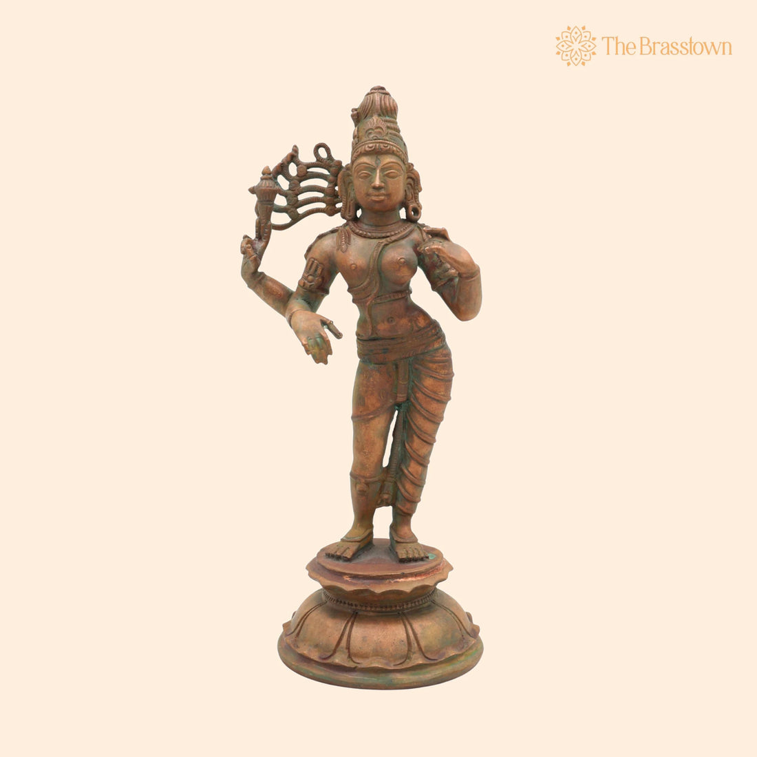 Handcrafted Bronze Ardhanarishvara Idol – Ardhanari Shiva-Parvati Murti, Chola Art Panchaloha Sculpture for Puja 9 Inch 1