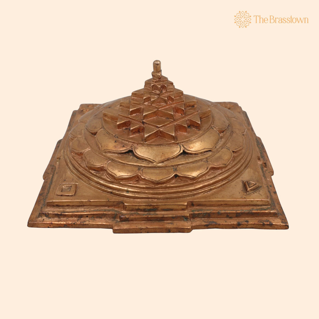 Handmade Bronze Sri Yantra Idol – Panchaloha Sacred Shri Chakra Sculpture for Home, Temple, Puja &amp; Vastu Décor 3 Inch 1
