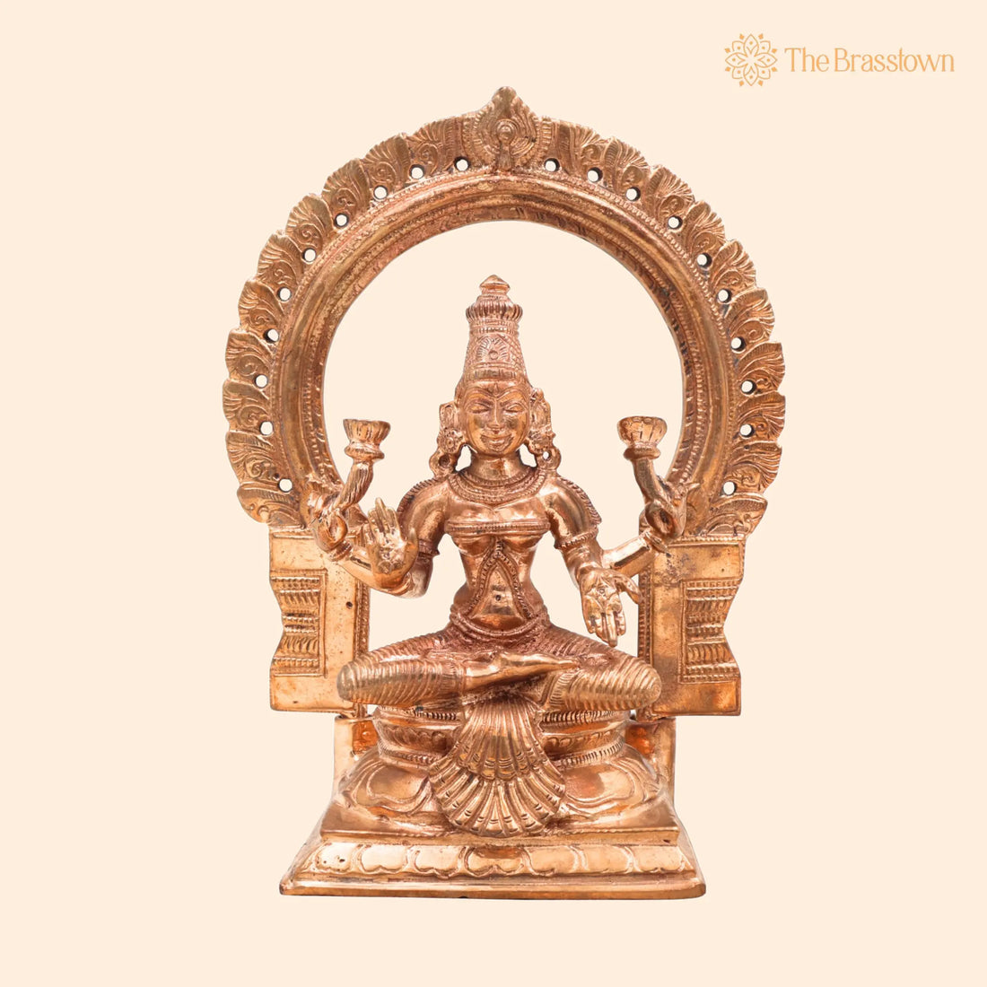 Handcrafted Bronze Mahalakshmi Idol – Panchaloha Goddess Maha Lakshmi Kamala Devi Statue for Pooja, Temple 7.5 Inch 1