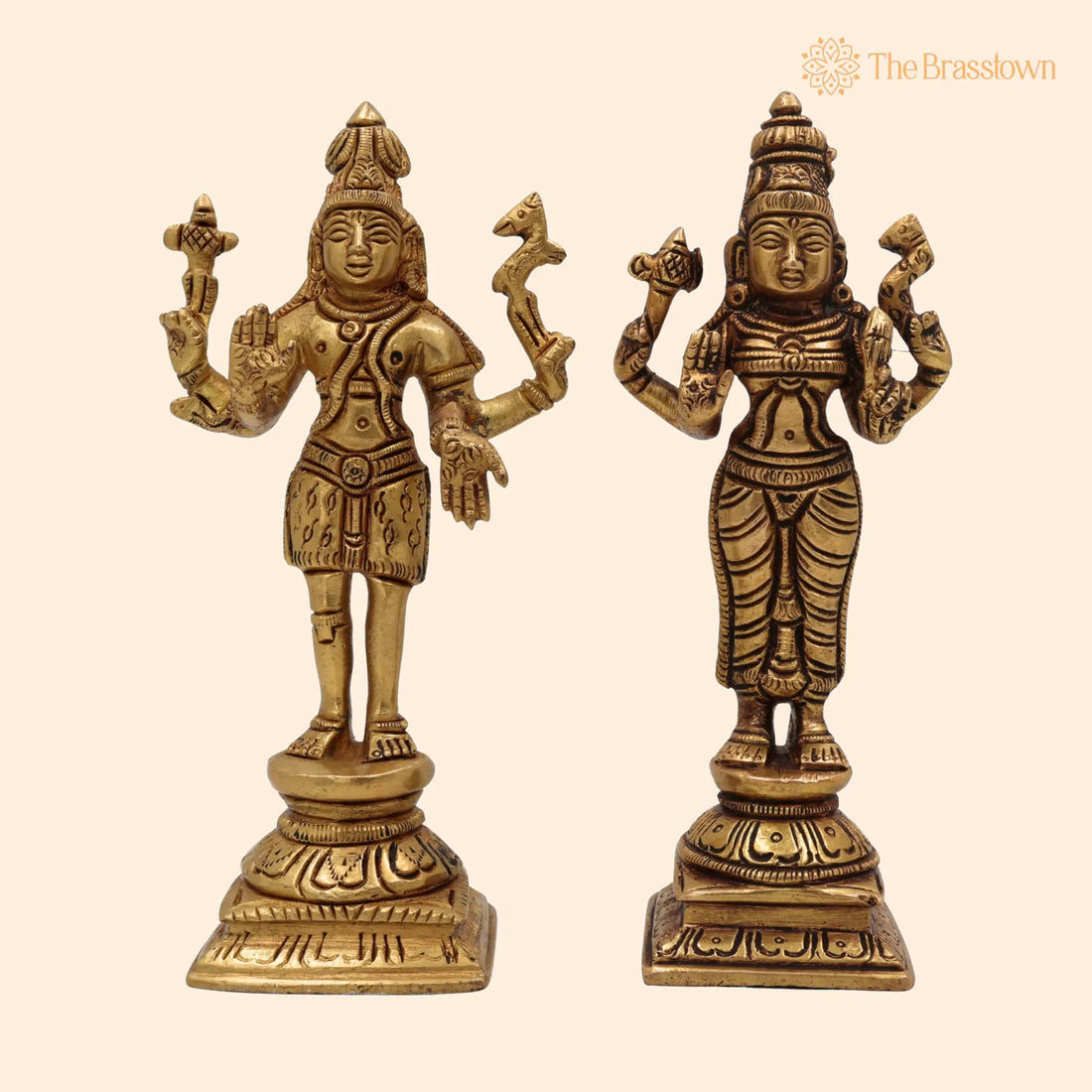 Brass Shiva Parvati Idol – Uma Maheshwara Gauri Shankar Murti, Handmade Peetal Pooja Statue for Home Temple &amp; Décor 6 Inch 1