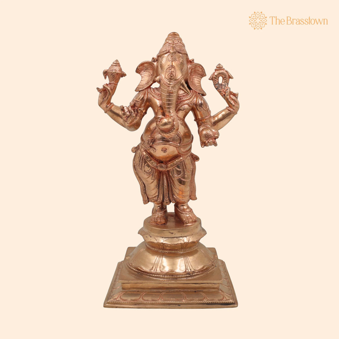 Handcrafted Bronze Panchaloha Ganesha Idol – Vinayaka Ganpati Murti, Chola Art Vighnaharta Statue for Home &amp; Temple 13 Inch 1