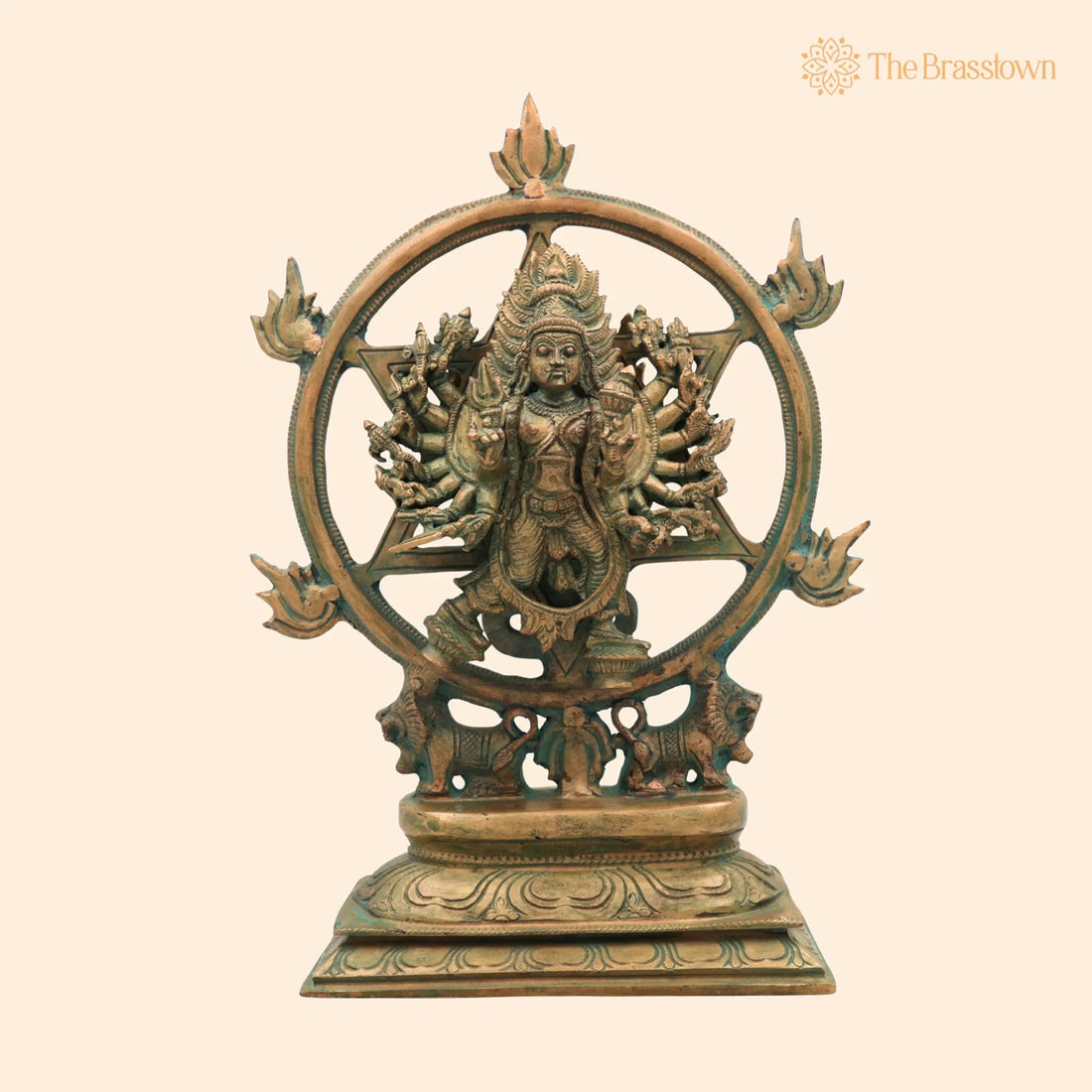 Handmade Bronze Panchaloha Chakrathalwar Idol – Sudarshana Chakra Murti for Puja, Home Mandir &amp; Décor 13 Inch 1