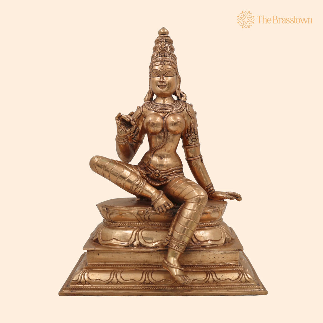 Handcrafted Bronze Parvati Idol – Panchaloha Uma Gauri Durga Devi Murti for Pooja, Temple &amp; Home Décor 13 Inch 1