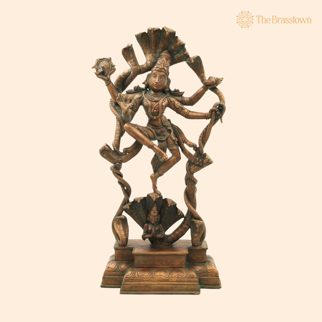 Lord Vishnu Narayana on Sheshanag Panchaloha Bronze Idol – Handcrafted Traditional Murti for Puja, Home Mandir &amp; Décor 17 Inch 1