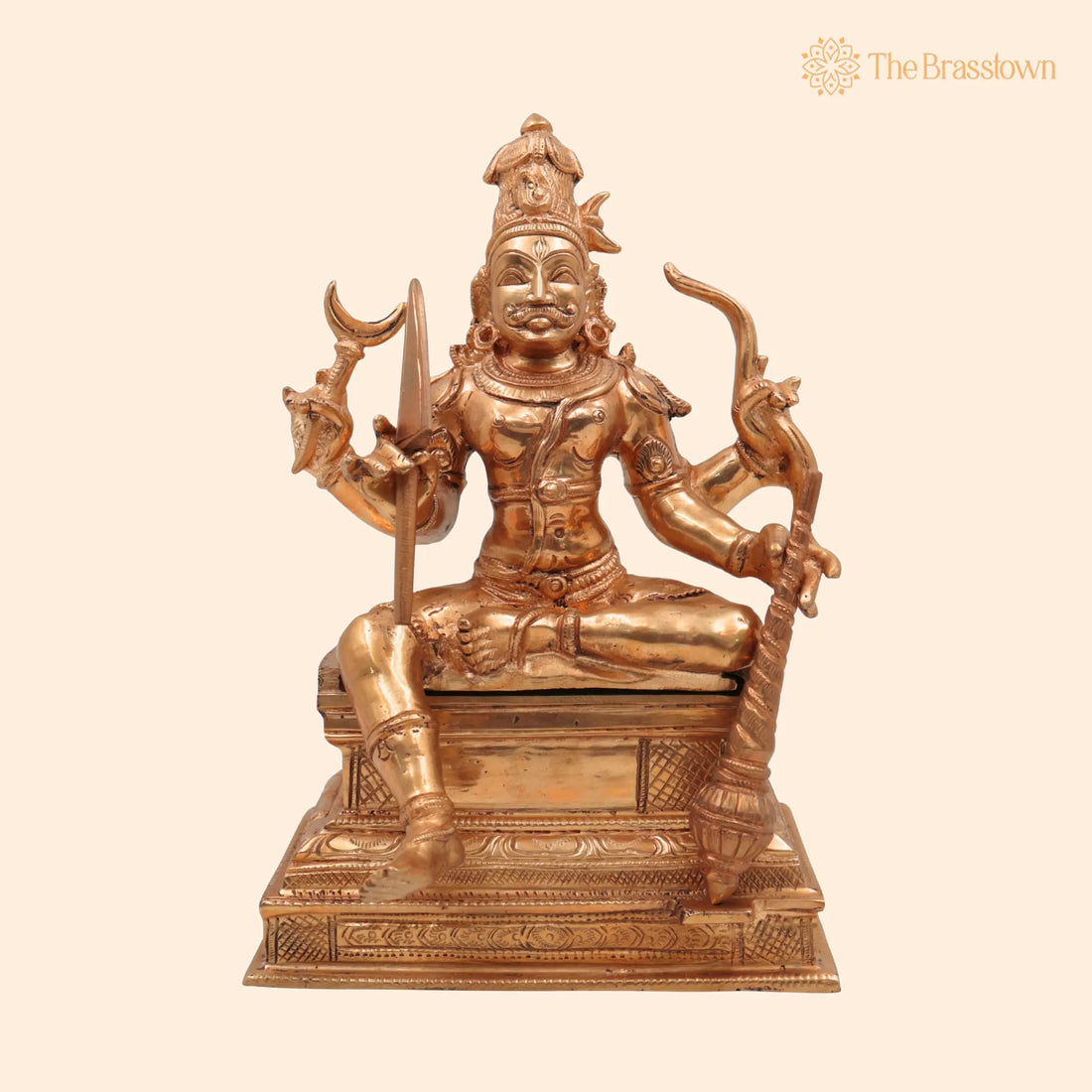 Handcrafted Veerabhadreshwara Bronze Idol – Traditional Panchaloha Veerabhadra Murti, South Indian Chola Art Warrior Deity Statue 10 Inch 1