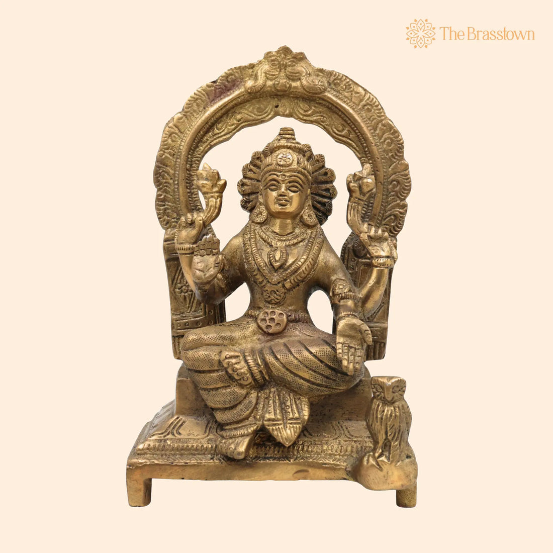 Handcrafted Brass Mahalakshmi Idol with Prabhavali – Pital Shri Devi Laxmi Murti for Pooja, Home Temple &amp; Décor 7 Inch 1