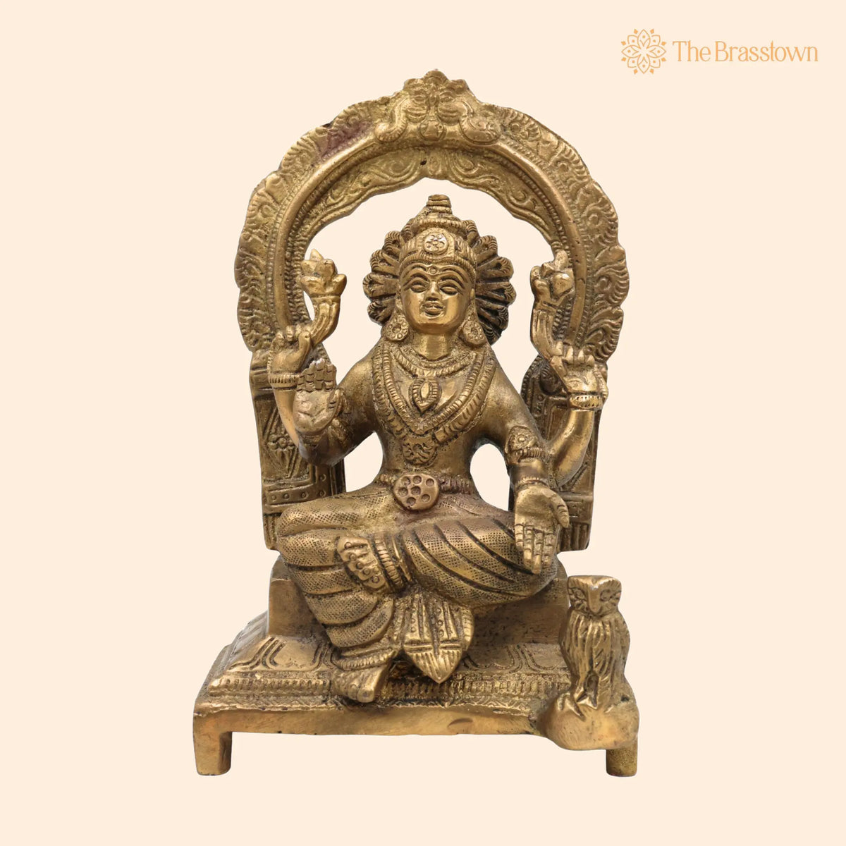 Handcrafted Brass Mahalakshmi Idol with Prabhavali – Pital Shri Devi Laxmi Murti for Pooja, Home Temple &amp; Décor 7 Inch 1