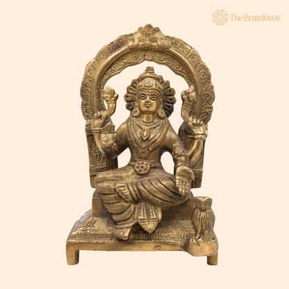 Handcrafted Brass Mahalakshmi Idol with Prabhavali – Pital Shri Devi Laxmi Murti for Pooja, Home Temple &amp; Décor 7 Inch 1