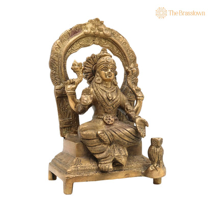 Handcrafted Brass Mahalakshmi Idol with Prabhavali – Pital Shri Devi Laxmi Murti for Pooja, Home Temple &amp; Décor 7 Inch 2