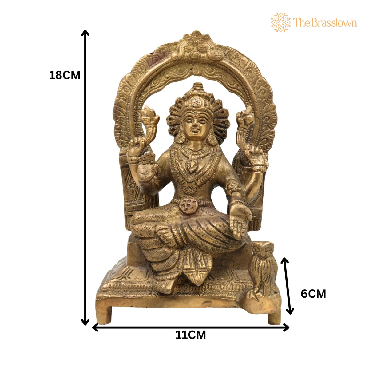 Handcrafted Brass Mahalakshmi Idol with Prabhavali – Pital Shri Devi Laxmi Murti for Pooja, Home Temple &amp; Décor 7 Inch 5