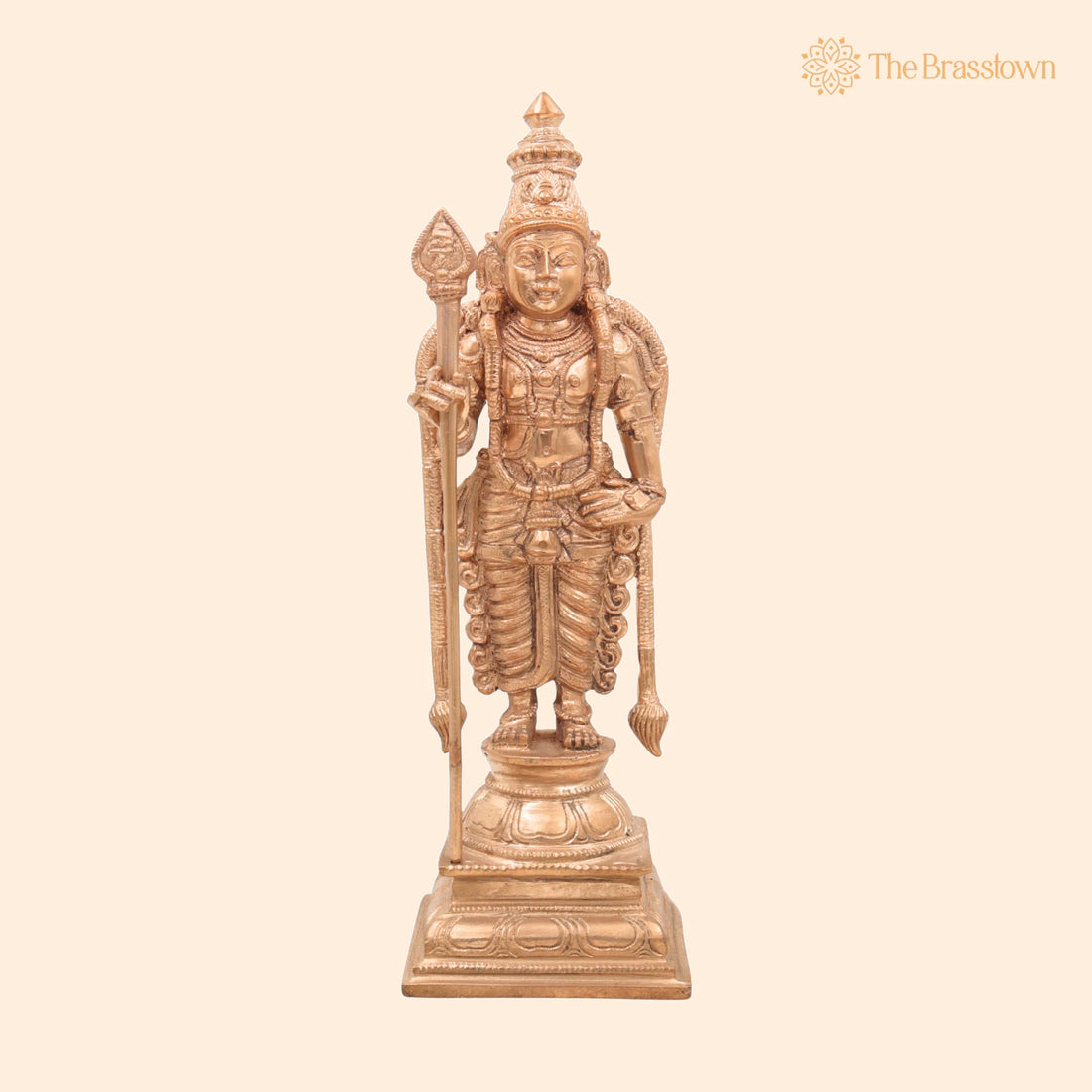 Handmade Bronze Murugan Idol – Panchaloha Subramanya Skanda Kartikeya Sculpture for Temple &amp; Home Décor 11 Inch 1