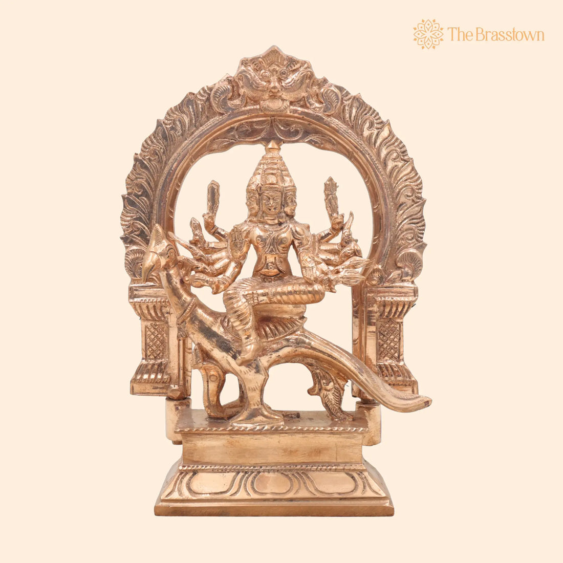 Murugan Sitting on Peacock Panchaloha Idol – Handcrafted Bronze Subramanya Skanda Arumugan Statue for Puja, Home Mandir &amp; Décor 9 Inch 1