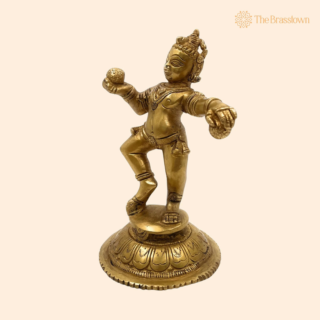 Handcrafted Brass Ladoo Gopal Krishna Idol – Gopala Murti, Govinda, Keshava, Radha Krishna Statue for Pooja Room, Home 6 Inch 1