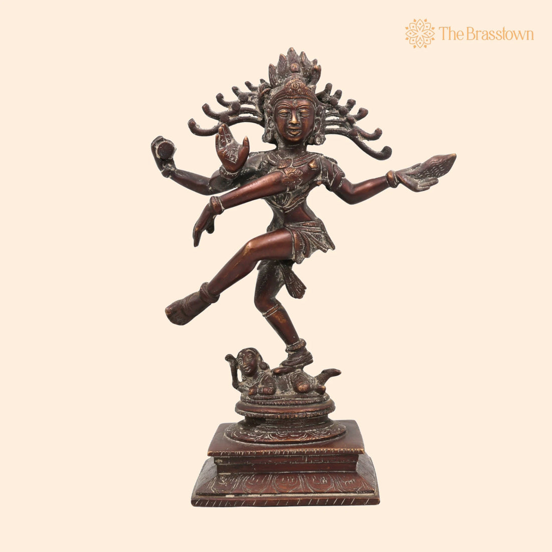 Brass Nataraja Idol – Handcrafted Nataraj Tandav Murti, Natesa Adalvallan Koothan Sabesan for Puja, Home Mandir &amp; Décor 9.5 Inch 1