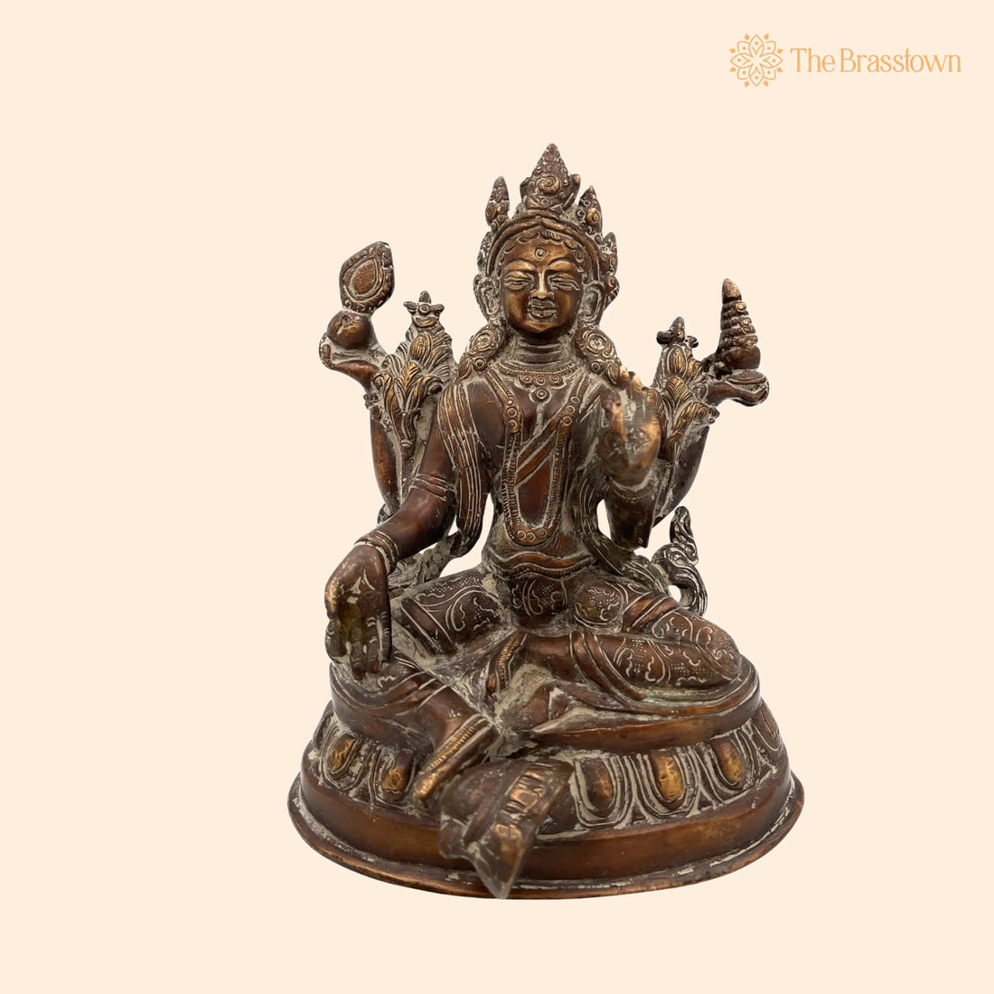 Tibetan Tara Maa Brass Idol – Handcrafted Green Tara &amp; White Tara Statue, Tibetan Buddhist Goddess Murti, Tara Devi Vigraha 7 Inch 1