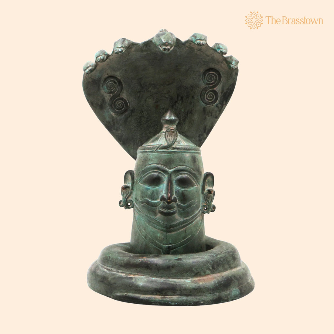 Brass Shiva Lingam with Naga Aura – Handmade Shivling Idol for Puja, Home Mandir &amp; Décor 10 Inch 1