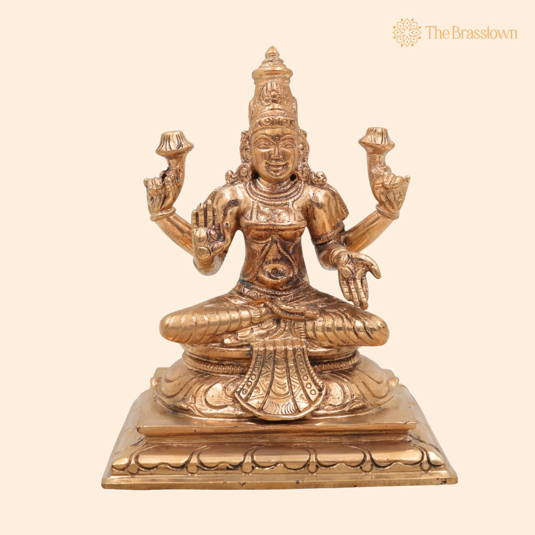 Handmade Panchaloha Bronze Mahalakshmi Idol – Varalakshmi, Sri Maha Lakshmi Statue for Pooja, Temple &amp; Décor, Chola Art 5.5 Inch 1