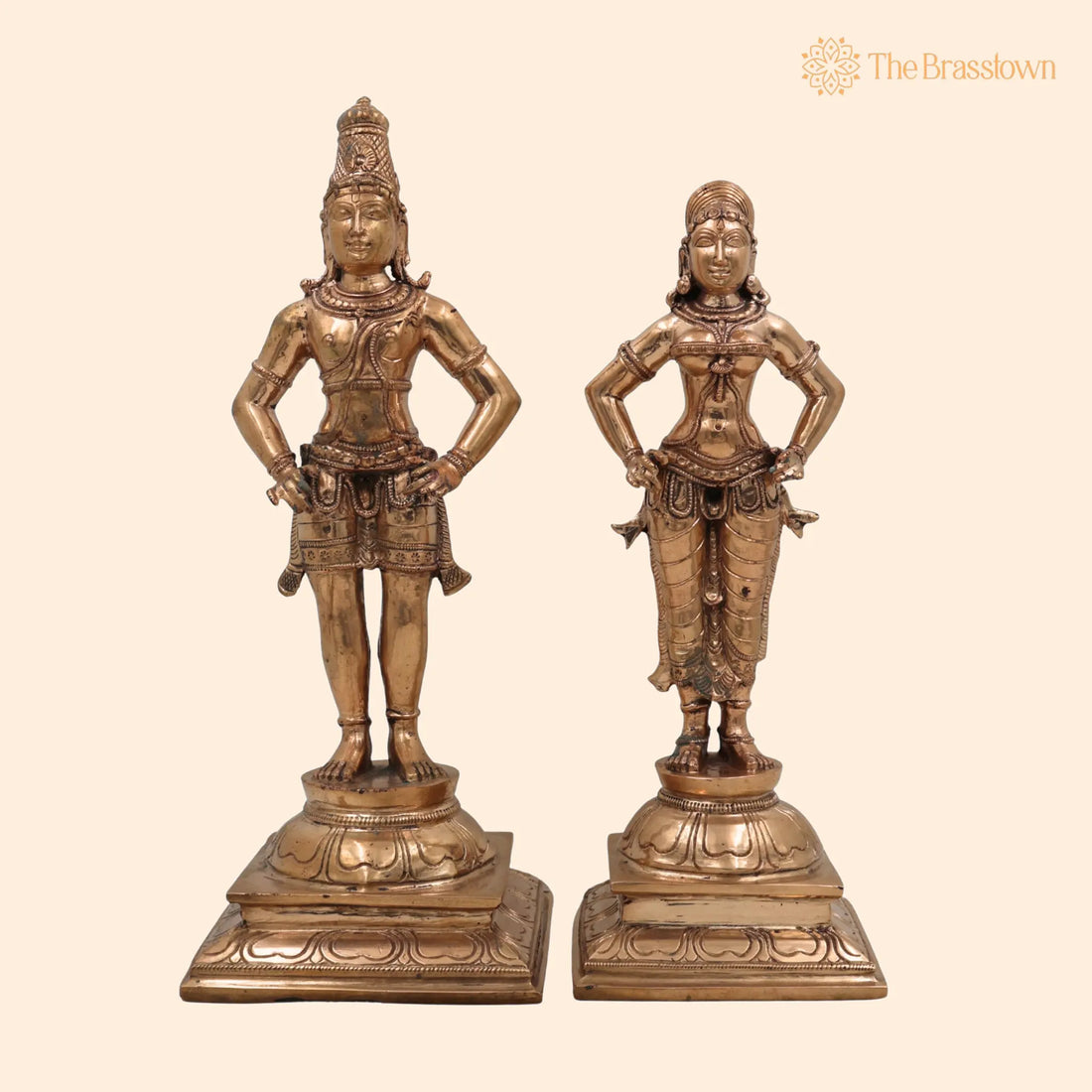 Handcrafted Bronze Panchaloha Vitthal Rukmini Idol – Vithoba Panduranga Rakhumai Murti for Puja, Home Mandir &amp; Décor 12.5 Inch 1