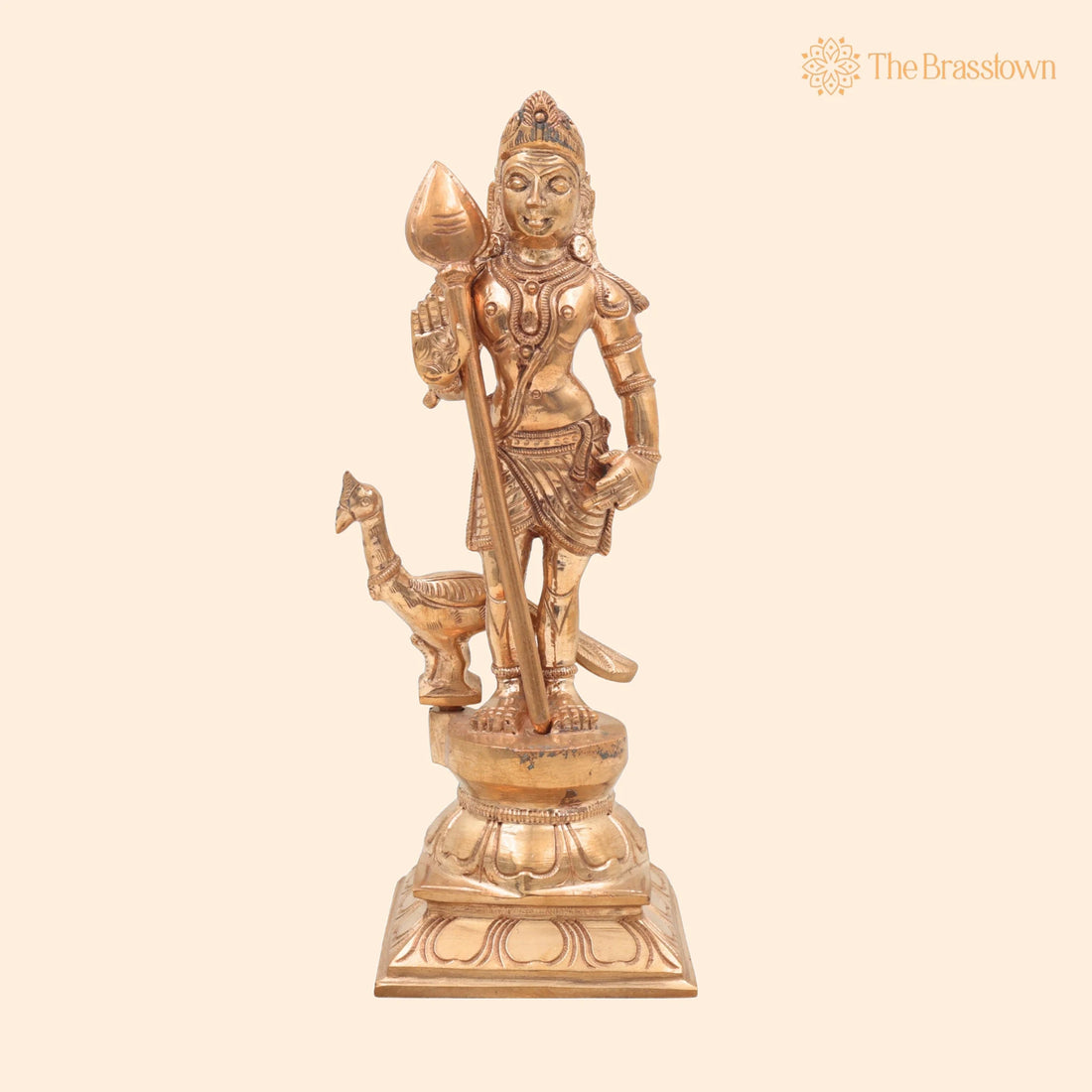 Panchaloha Bronze Murugan Idol – Handmade Lord Subramanya, Kartikeya, Skanda, Vel Murugan Statue for Home Temple &amp; Pooja 10 Inch 1