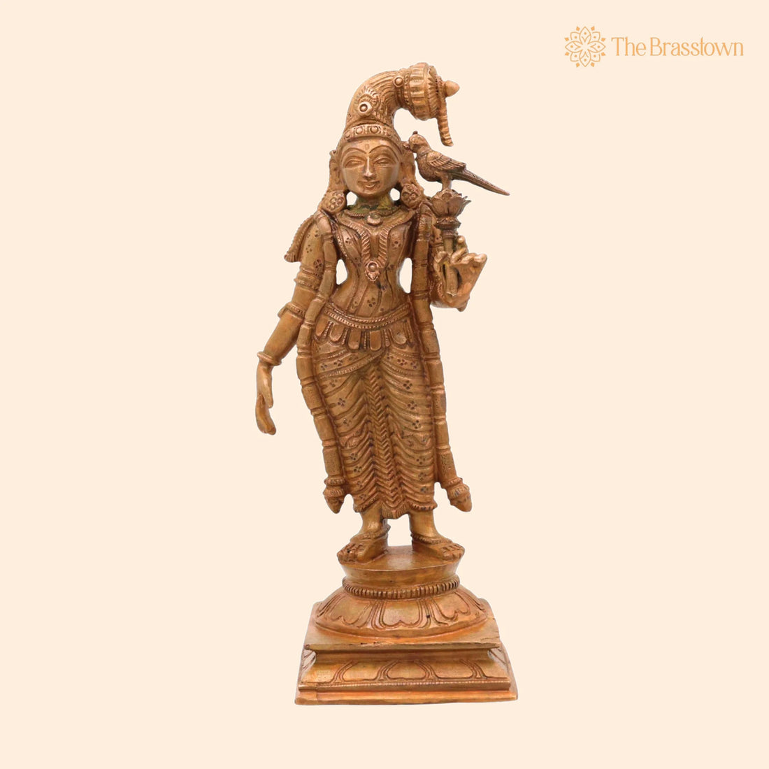Bronze Meenakshi Idol – Handcrafted Goddess Menakshi Murti for Pooja, Home Décor &amp; Spiritual Gifts 7 Inch 1