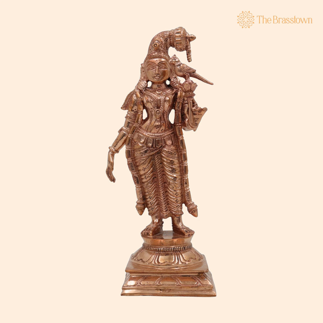 Bronze Meenakshi Amman Idol – Handcrafted Panchaloha Goddess Statue, Chola Art Murti, Divine Meenakshi Parvati Figurine 7 Inch 1
