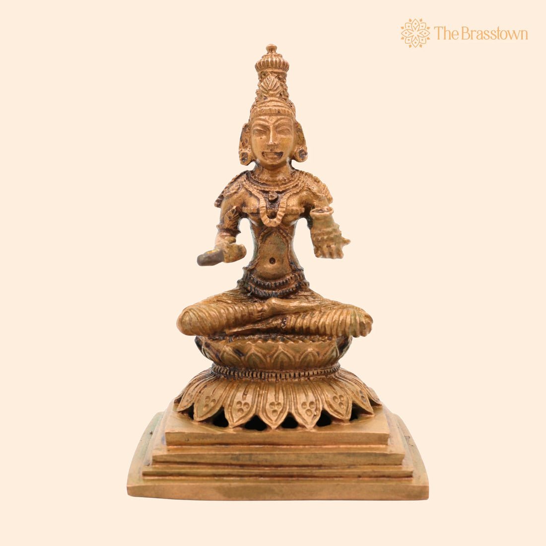 Bronze Handcrafted Annapurna Idol – Annapoorna Devi Murti, Panchaloha Goddess Statue, Chola Art Annapurneshwari Sculpture 4 Inch 1