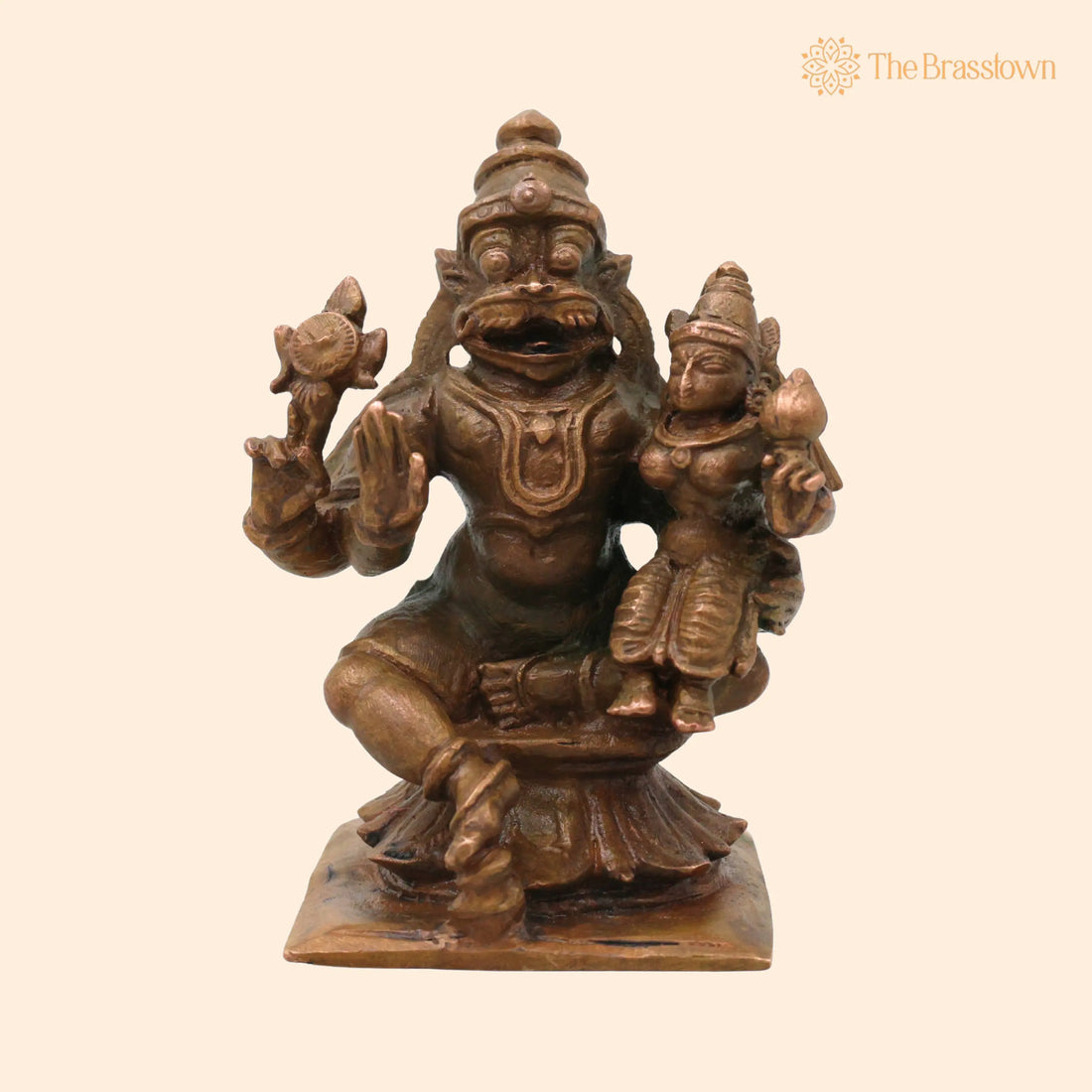 Sri Lakshmi Narasimha Swamy Bronze Idol – Handcrafted Lakshmi Narasimhar Narahari Narasimha Bhagavan Murti Vigraha for Home Puja Mandir Décor 3 Inch 1