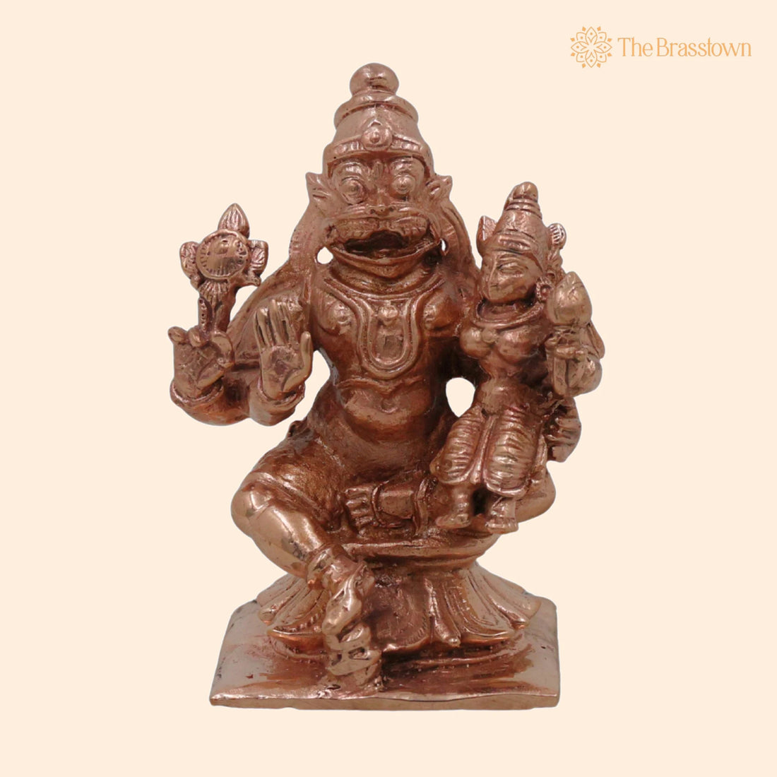 Handcrafted Bronze Narasimha Lakshmi Idol – Lakshmi Narasimha Swamy Murti, Laxmi Narasimha Vigraham for Puja, Home Mandir &amp; Décor 3 Inch 1