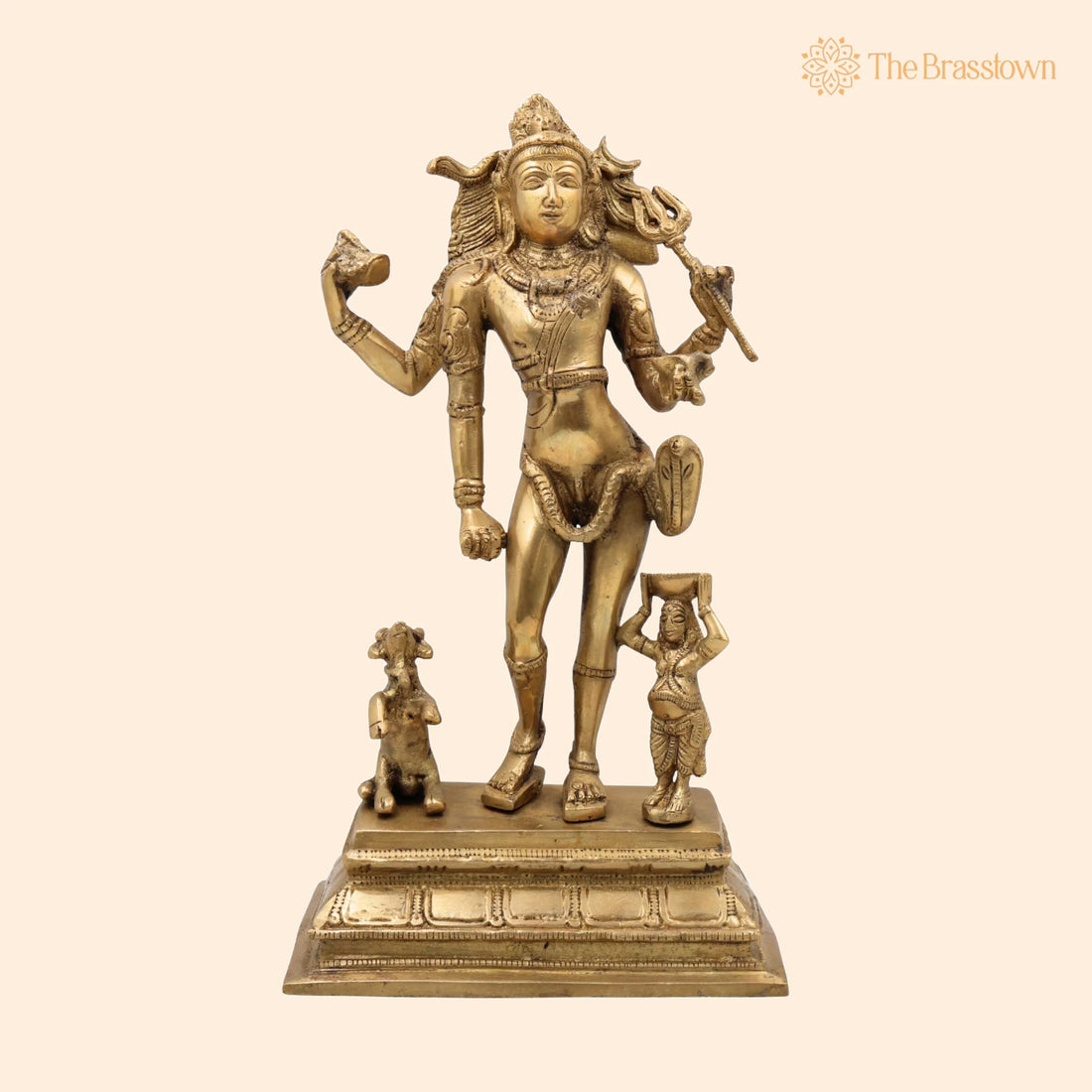Brass Shiva Idol – Handcrafted Bhikshatana Mahadev Murti, Traditional Peetal Bholenath Statue for Puja, Home Mandir &amp; Décor 12 Inch 1