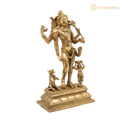 Brass Shiva Idol – Handcrafted Bhikshatana Mahadev Murti, Traditional Peetal Bholenath Statue for Puja, Home Mandir &amp; Décor 12 Inch 2