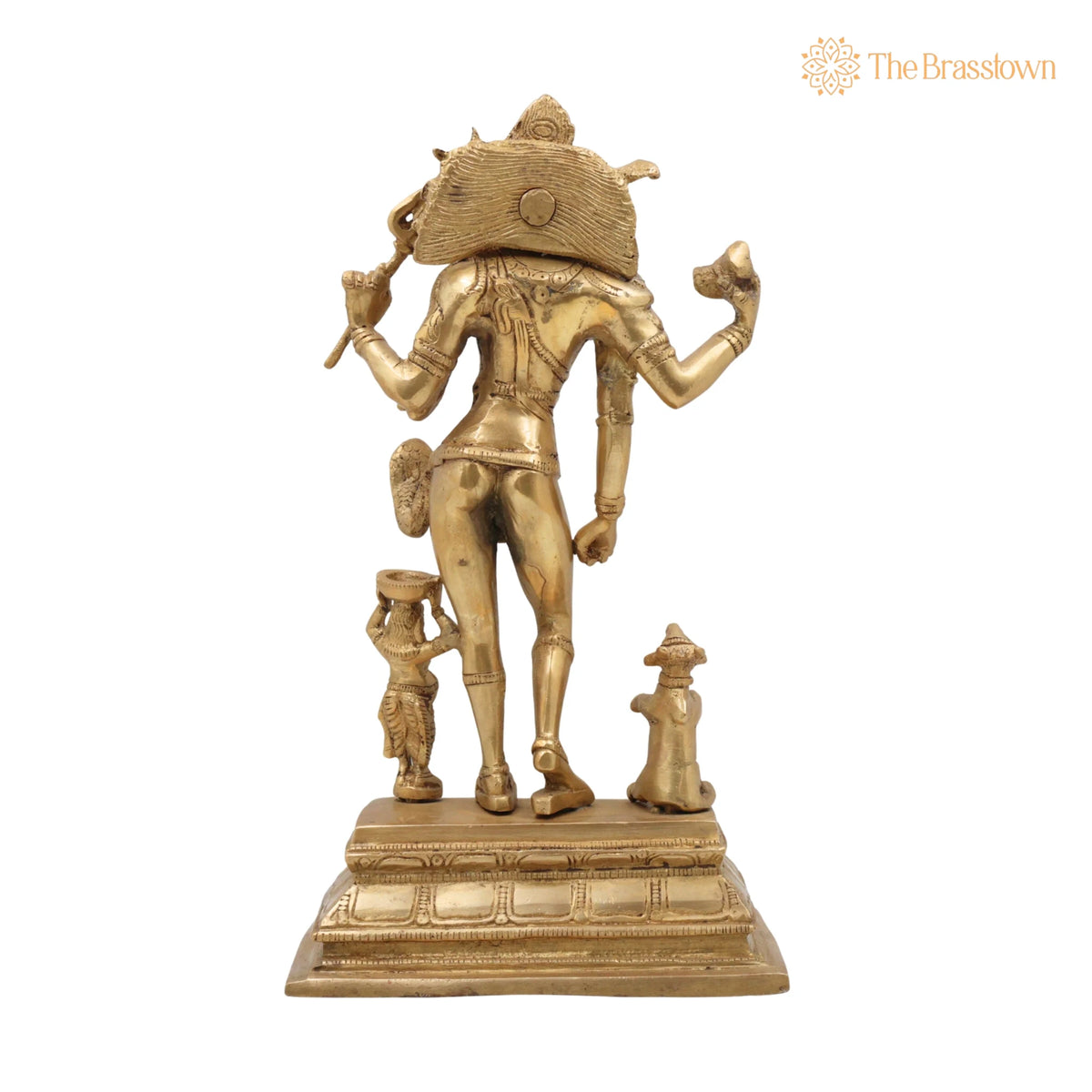 Brass Shiva Idol – Handcrafted Bhikshatana Mahadev Murti, Traditional Peetal Bholenath Statue for Puja, Home Mandir &amp; Décor 12 Inch 4