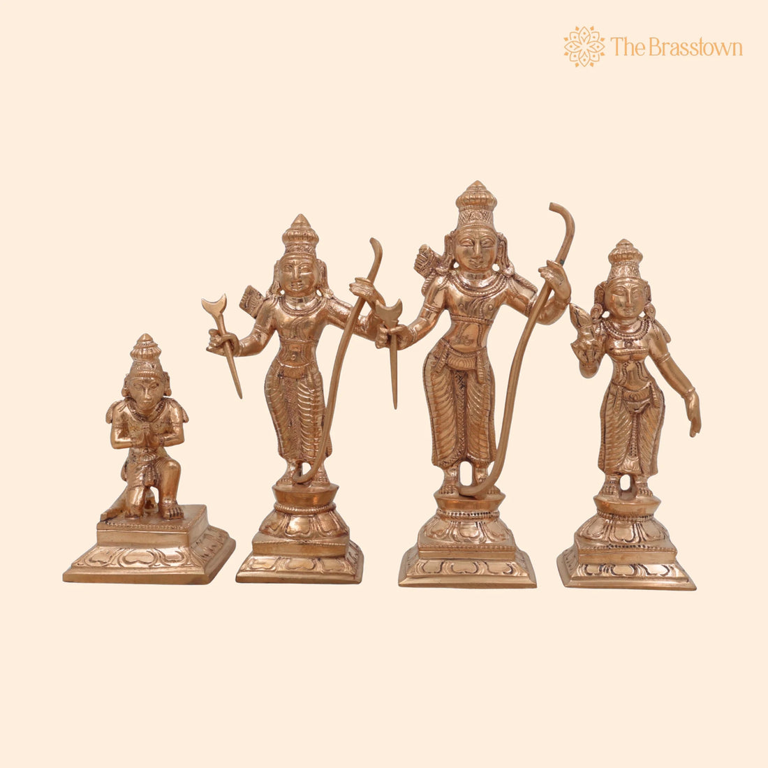 Handmade Panchaloha Bronze Rama Darbar Idol Set – Lord Rama Sita Laxman Hanuman Murti for Puja, Home Mandir &amp; Décor 7 Inch 1