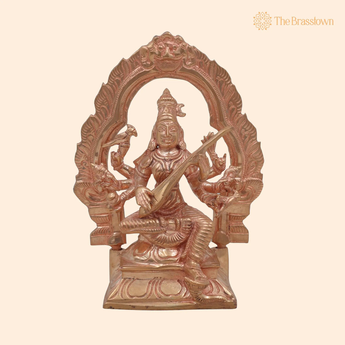Raj Matangi Devi Bronze Idol – Handmade Panchaloha Murti, Traditional South Indian Goddess Matangi Statue for Puja &amp; Temple Décor 6.5 Inch 1
