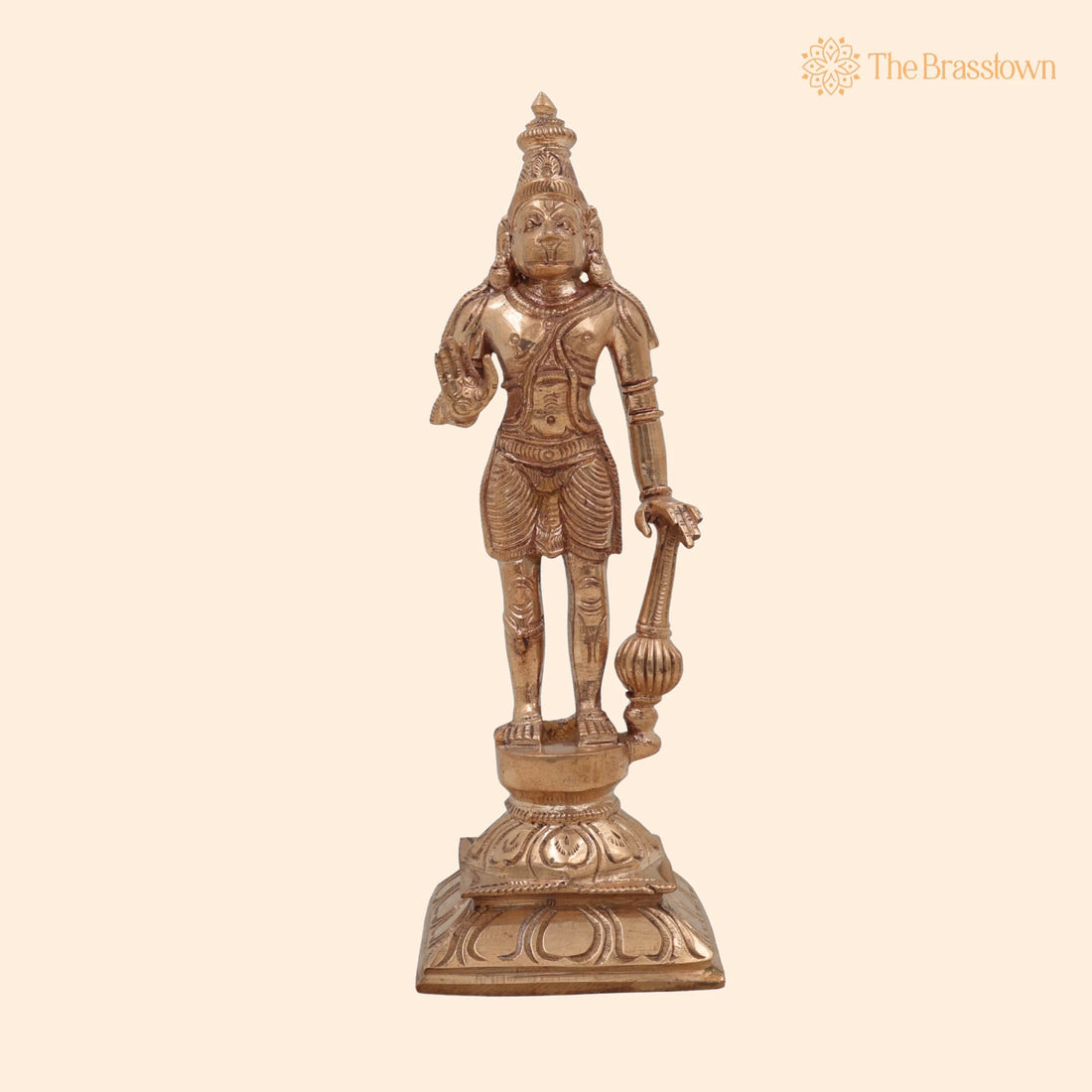 Handcrafted Panchaloha Hanuman Idol in Bronze – Ram Bhakt Anjaneya Murti, Bajrang Bali, South Indian Chola Art Sculpture 8.5 Inch 1