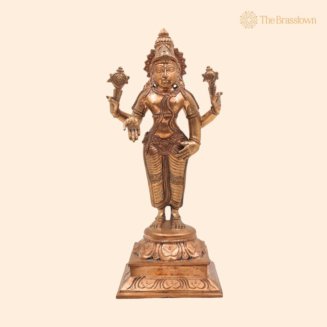 Handcrafted Bronze Vishnu Idol – Panchaloha Vishnu Murti, Narayana, Hari for Puja, Home Mandir &amp; Décor 9 Inch 1