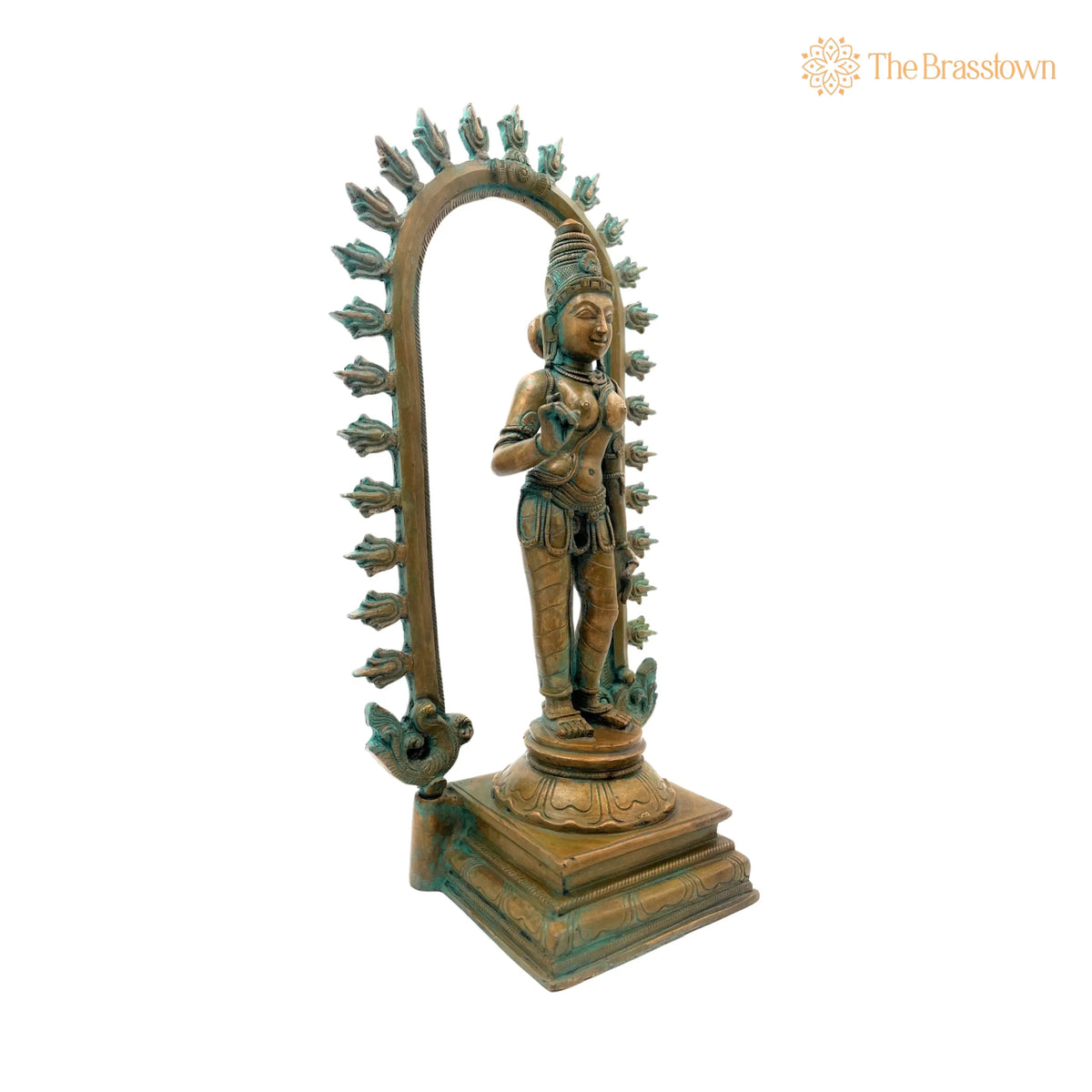 Handcrafted Bronze Goddess Parvati Idol – Panchadhatu Adi Parashakti Silai, Parvati Murti for Pooja, Home Décor 15 Inch 2