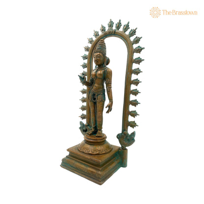 Handcrafted Bronze Goddess Parvati Idol – Panchadhatu Adi Parashakti Silai, Parvati Murti for Pooja, Home Décor 15 Inch 3