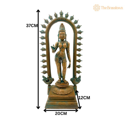 Handcrafted Bronze Goddess Parvati Idol – Panchadhatu Adi Parashakti Silai, Parvati Murti for Pooja, Home Décor 15 Inch 5