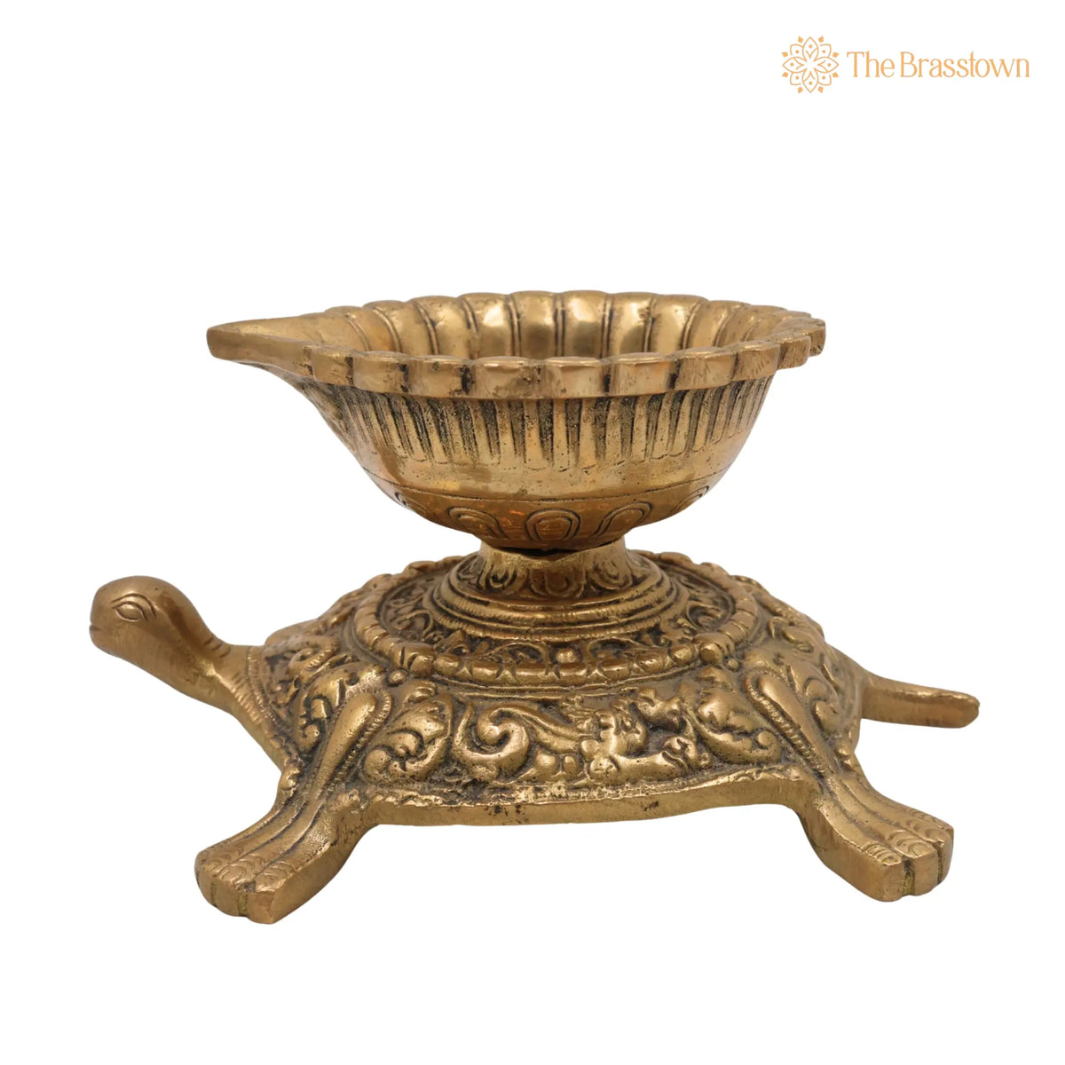 Brass Turtle Deepam Kuthu Vilakku – Handcrafted Traditional Pital Diya Lamp for Pooja, Nilavilakku Deepa Jyoti 4 Inch 2