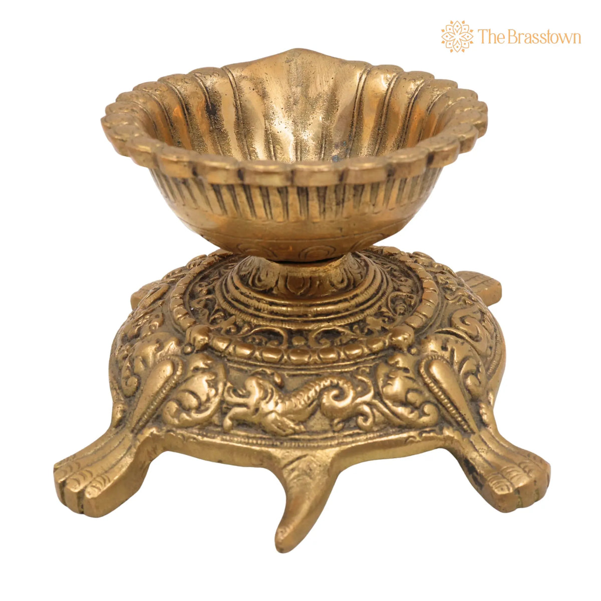 Brass Turtle Deepam Kuthu Vilakku – Handcrafted Traditional Pital Diya Lamp for Pooja, Nilavilakku Deepa Jyoti 4 Inch 3