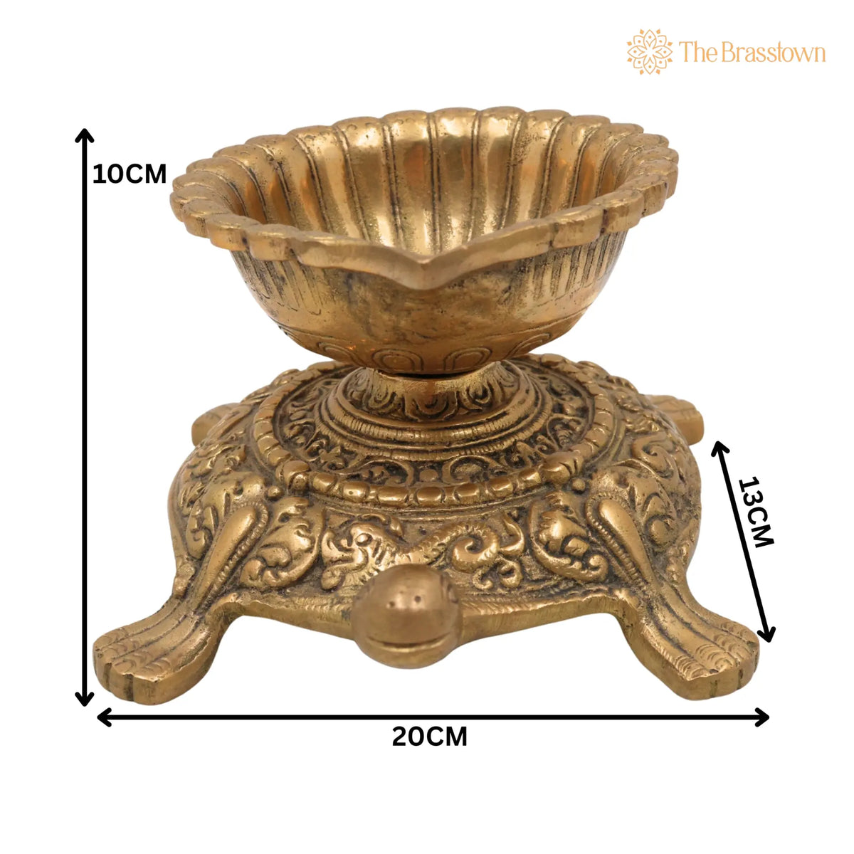 Brass Turtle Deepam Kuthu Vilakku – Handcrafted Traditional Pital Diya Lamp for Pooja, Nilavilakku Deepa Jyoti 4 Inch 4